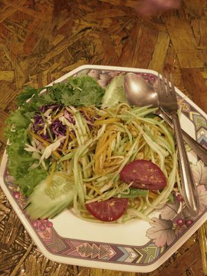 Spicy mango salad, very tasty! at Aeki's Bar in Chumphon