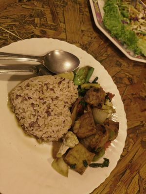 Chili and basil rice at Aeki's Bar in Chumphon