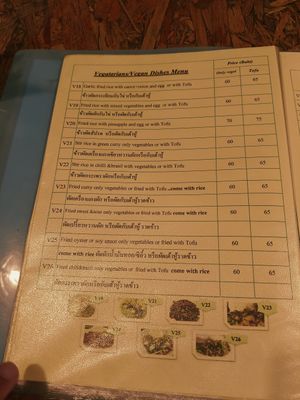 Menu at Aeki's Bar in Chumphon