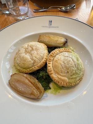 Forest mushroom pithivier with spinach and shallot  at Hotel Portmeirion & Castell Deudraeth in Gwynedd