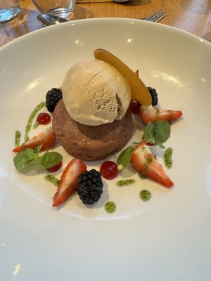 Chocolate hazelnut mousse  at Hotel Portmeirion & Castell Deudraeth in Gwynedd