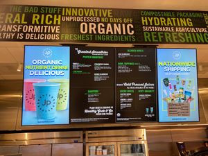Wall menu at LGA - Juice Press in Queens