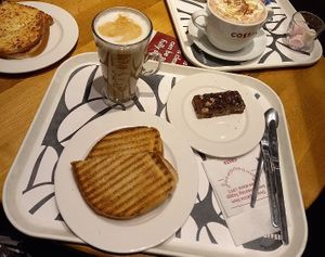 Vegan toastie and cake at Costa Coffee in Dundee
