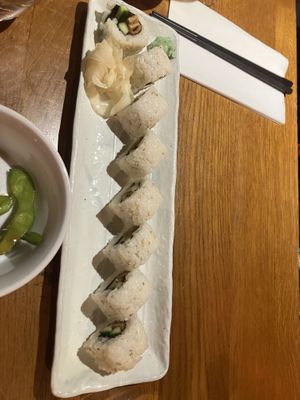 Vegan maki with cucumber and pecan   at Panton Yokocho in South West London
