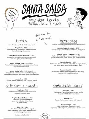 Menu at Santa Salsa in Stockholm
