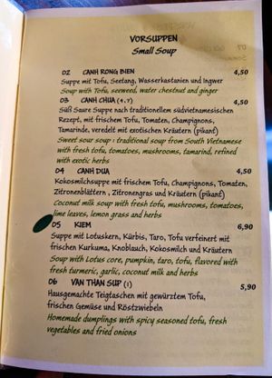 Menu page at Chay Village at Chay Village in Berlin