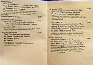 Menu page at Chay Village at Chay Village in Berlin