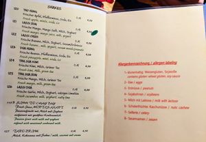 Menu page at Chay Village at Chay Village in Berlin
