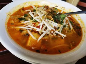 Soup with tofu and veggies at Chay Village in Berlin
