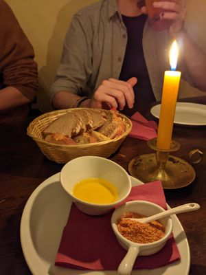 Welcome bread at Vaust Braugaststatte in Berlin