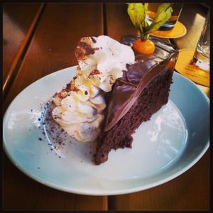 the wonderful chocolate cake  at Vaust Braugaststatte in Berlin