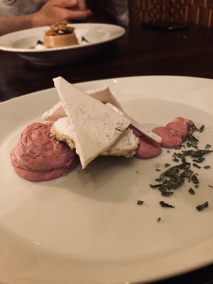 Verbene-Parfait with blueberry mousse and baiser   at Vaust Braugaststatte in Berlin