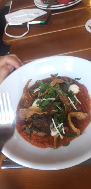 eggplant rolls with potato filling at Vaust Braugaststatte in Berlin