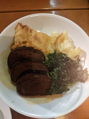 Seitan-Sauerbraten (18€) - 4.5/5 at Vaust Braugaststatte in Berlin