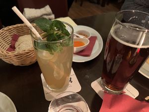 Homemade bread and spicy salt   at Vaust Braugaststatte in Berlin