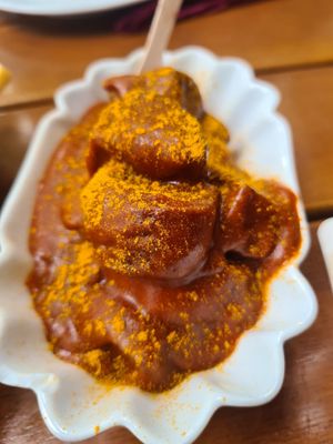 Curry Sausage at Vaust Braugaststatte in Berlin