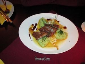 Stuffed Savoy cabbage (stuffed with spelt?) with red wine sauce/gravy and what I think was baby new potatoes (â€œDrillinge kartoffelnâ€) at Vaust Braugaststatte in Berlin