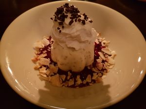 Koko-chia-panacotta dessert  at Vaust Braugaststatte in Berlin