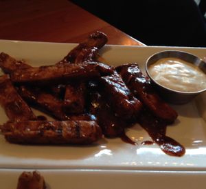 Hot Chipotle vegan chicken strips  at Picazzo's Organic Italian Kitchen in Sedona