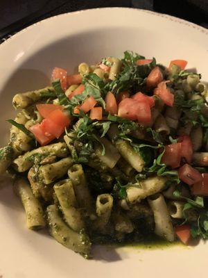 Beyond sausage penne with pesto and mushroom at Picazzo's Organic Italian Kitchen in Sedona