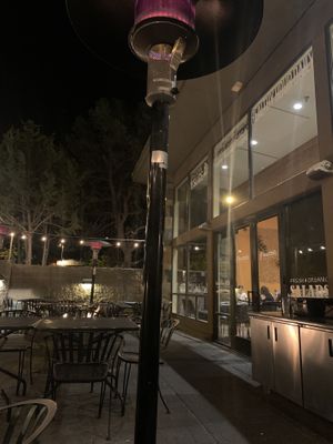 Outdoor seating and heaters are good! at Picazzo's Organic Italian Kitchen in Sedona