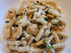 Pasta piccata with plant-based chicken  at Picazzo's Organic Italian Kitchen in Sedona