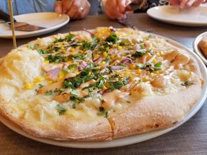 Vegan Elote Pizza at Picazzo's Organic Italian Kitchen in Sedona