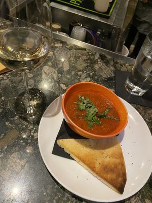 wine & vegan tomato soup! 🍅   at Picazzo's Organic Italian Kitchen in Sedona