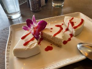 Vegan New York style cheezecake   at Picazzo's Organic Italian Kitchen in Sedona