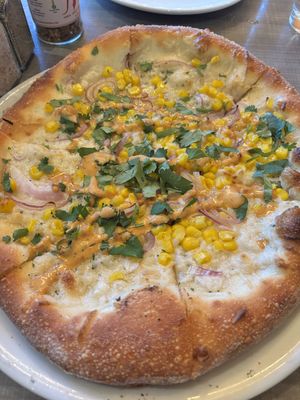 elote pizza  at Picazzo's Organic Italian Kitchen in Sedona