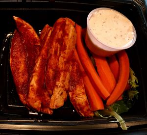 Vegan Buffalo Chick’n (pretty sure these were just Gardein strips coated in Buffalo sauce). Not bad; Not mind blowing. at Picazzo's Organic Italian Kitchen in Sedona