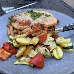 Vegan Chicken Parm at Picazzo's Organic Italian Kitchen in Sedona