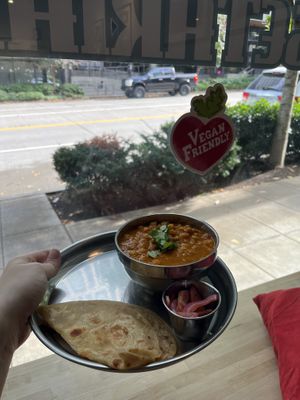 Chana masala with roti  at Lassi & Spice - SLU in Seattle