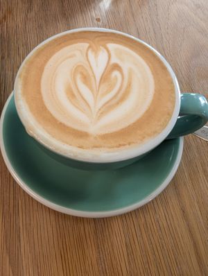 Latte with oat milk at Oak in Prague