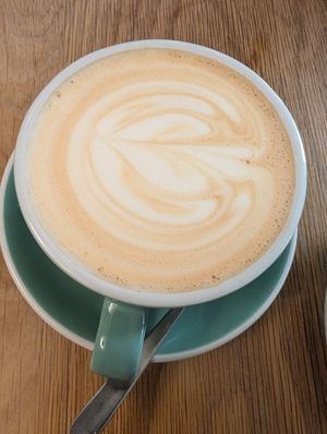 Chai latte with oat milk at Oak in Prague