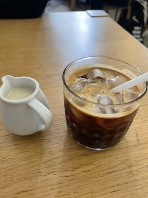 Iced americano with soy milk   at Oak in Prague