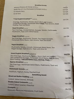 Nothing vegan except the one breakfast option   at Oak in Prague
