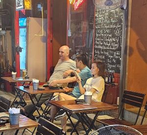Guy in blue is an employee, tonight he kept talking loudly about how drunk he was, walking up to women who were eating there and making GROSS sexist remarks at Pizza Lovers in Hanoi