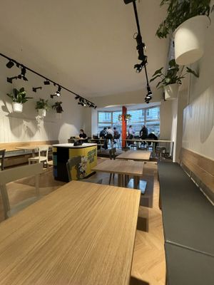 upstairs seating  at Indie Burger in Graz