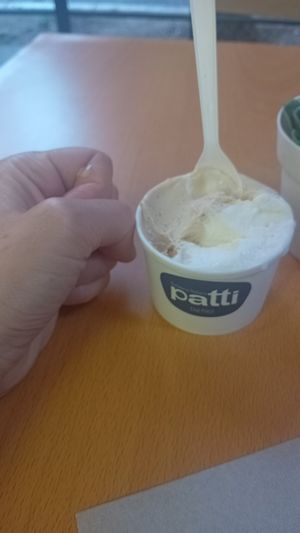 2 flavours at 21 500 COP and the portion is smaller than my fist 🥴😂 at Patti Gelateria Laureles in Medellin