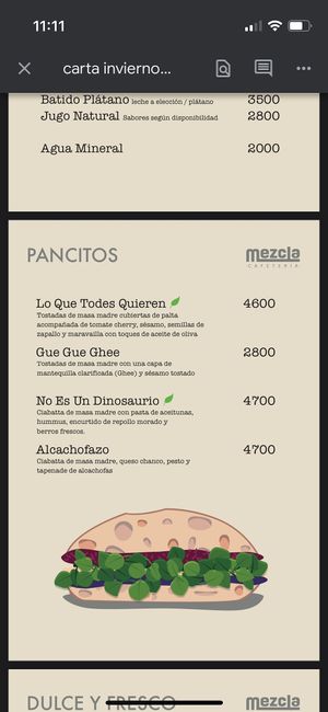 Sandwiches  at Mezcla Cafetería in Santiago