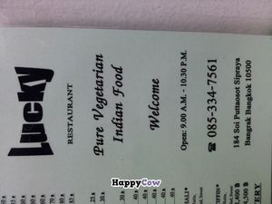 Menu in Nov. 2013 at Lucky in Bangkok