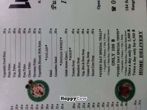 Menu in Nov. 2013 at Lucky in Bangkok