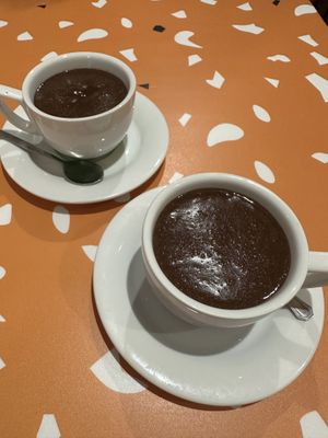 Soy milk hot chocolate  at Churrissimo in Zaragoza