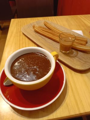 Vegan chocolate churros and lotus cream at Churrissimo in Zaragoza