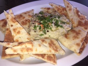 Baba ghanoush appetizer. at Ocean View Delight in Fort Lauderdale