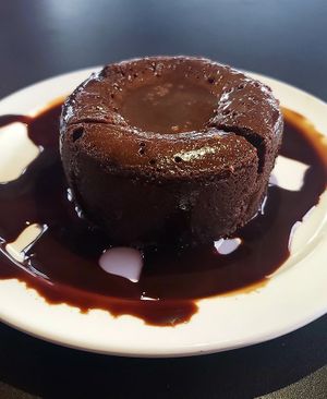 warmed up chocolate cake at Ocean View Delight in Fort Lauderdale