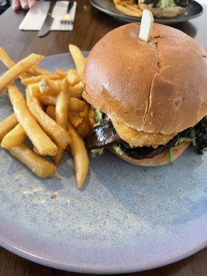 Veggie burger made vegan  at Urban Grounds Cafe in Toowoomba City