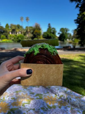 Creamy pandan croissant. at Croix Croissant in Flemington