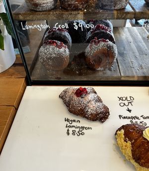 Vegan lamington  at Croix Croissant in Flemington